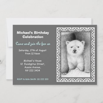 Polar Bear Cub Birthday Party Invitation by lornaprints at Zazzle