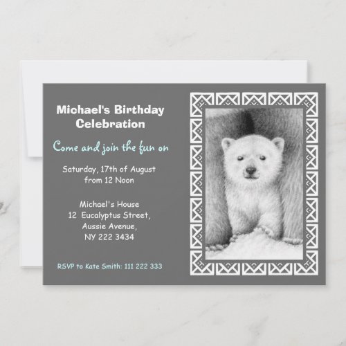 Polar Bear Cub Birthday Party Invitation