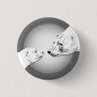 Polar Bear & Cub Button Pin Wildlife Art Button