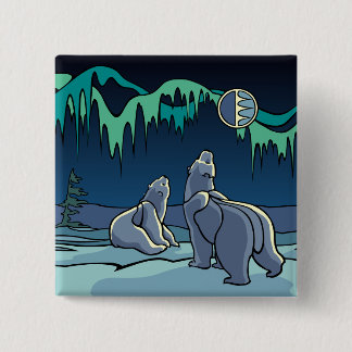 Polar Bear & Cub Button / Pin Wildlife Art Button