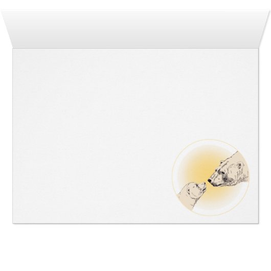 Polar Bear & Cub Cards Wildlife Bear Art Card (Inside Horizontal (Bottom))