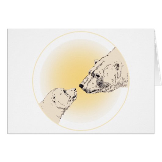 Polar Bear & Cub Cards Wildlife Bear Art Card (Front Horizontal)