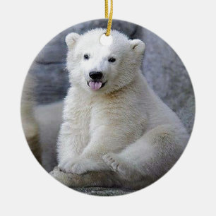 Polar Bear Cub Ceramic Ornament