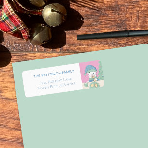 Polar Bear Cub Eating Christmas Cookie  Label