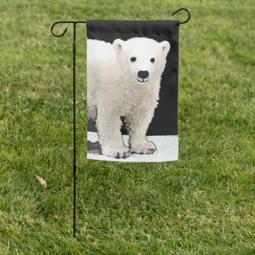 Polar Bear Cub Painting _ Oiginal Wildlife Art Garden Flag