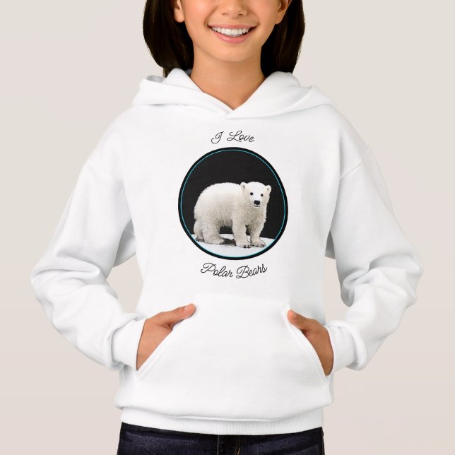 Polar Bear Cub Painting - Oiginal Wildlife Art Hoodie (Front)