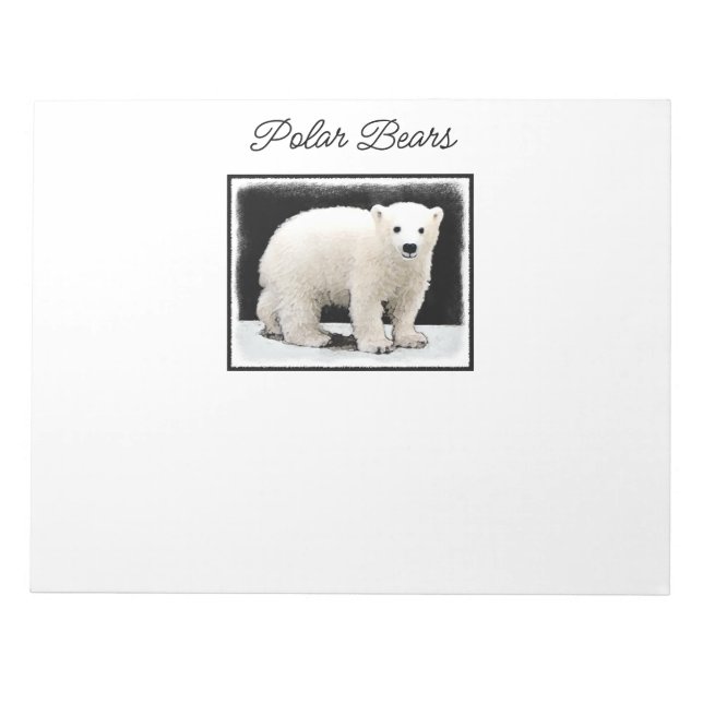 Polar Bear Cub Painting - Oiginal Wildlife Art Notepad (Front)