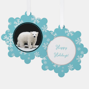 Polar Bear Cub Painting - Oiginal Wildlife Art Ornament Card
