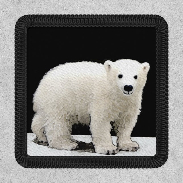 Polar Bear Cub Painting - Oiginal Wildlife Art Patch (Front)