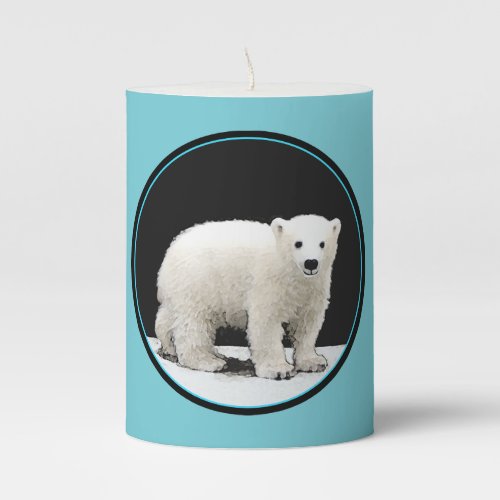 Polar Bear Cub Painting _ Oiginal Wildlife Art Pillar Candle