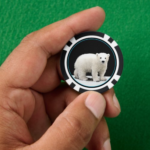 Polar Bear Cub Painting _ Oiginal Wildlife Art Poker Chips