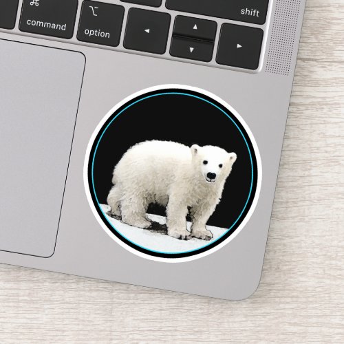 Polar Bear Cub Painting _ Oiginal Wildlife Art Sticker