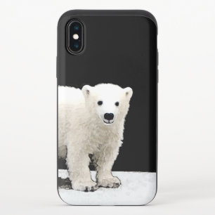 Polar Bear Cub Painting - Oiginal Wildlife Art iPhone X Slider Case