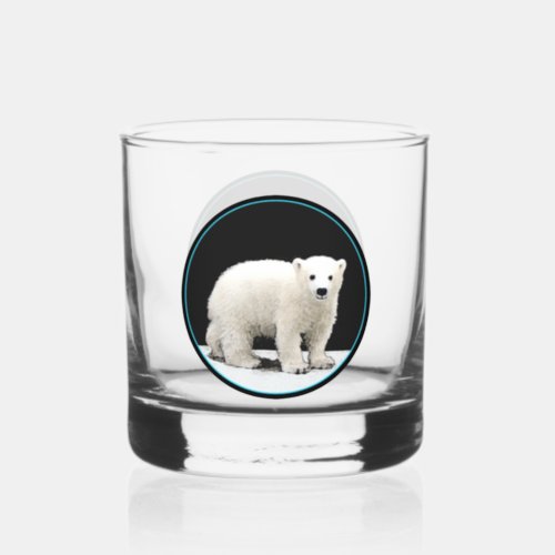 Polar Bear Cub Painting _ Oiginal Wildlife Art Whiskey Glass