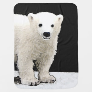 Polar Bear Cub Painting - Original Wildlife Art Baby Blanket