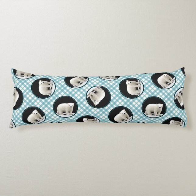 Polar Bear Cub Painting Original Wildlife Art Body Pillow (Front)