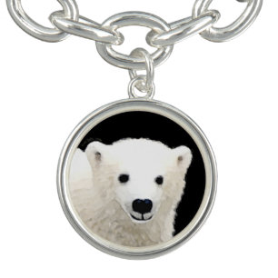 Polar Bear Cub Painting - Original Wildlife Art Bracelet