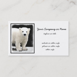 Polar Bear Cub Painting - Original Wildlife Art Business Card