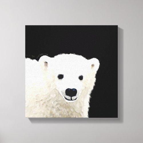 Polar Bear Cub Painting _ Original Wildlife Art Canvas Print