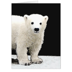 Polar Bear Cub Painting - Original Wildlife Art Card
