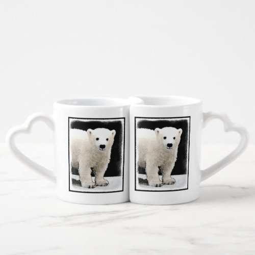 Polar Bear Cub Painting _ Original Wildlife Art Coffee Mug Set