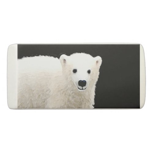 Polar Bear Cub Painting _ Original Wildlife Art Eraser