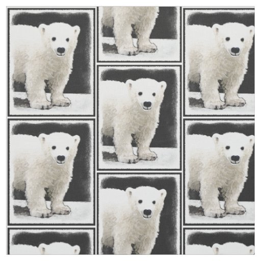 Polar Bear Cub Painting - Original Wildlife Art Fabric
