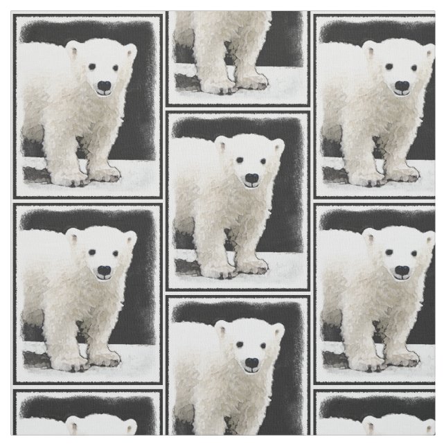Polar Bear Cub Painting - Original Wildlife Art Fabric (Swatch)