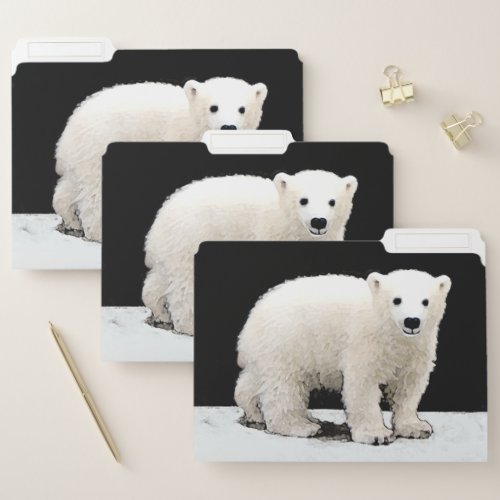 Polar Bear Cub Painting _ Original Wildlife Art File Folder