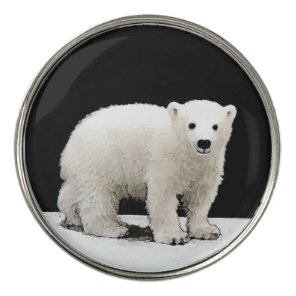 Polar Bear Cub Painting - Original Wildlife Art Golf Ball Marker