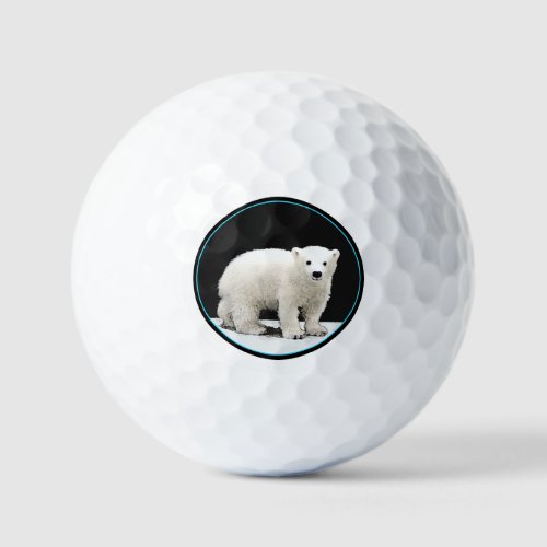 Polar Bear Cub Painting _ Original Wildlife Art Golf Balls
