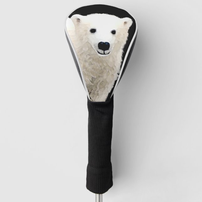 Polar Bear Cub Painting - Original Wildlife Art Golf Head Cover (Front)
