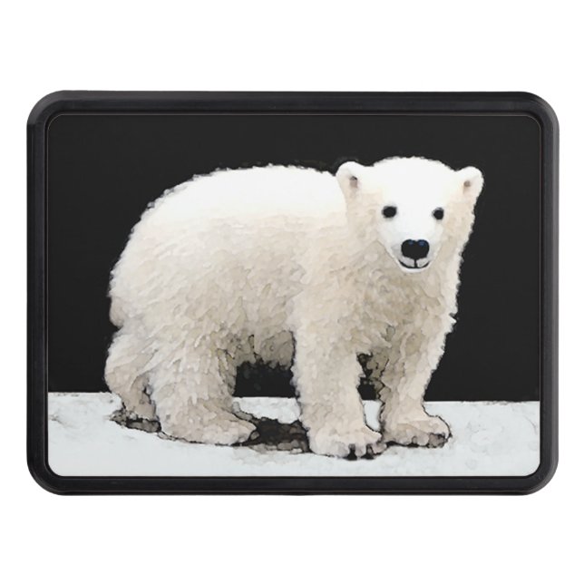 Polar Bear Cub Painting - Original Wildlife Art Hitch Cover (Front)