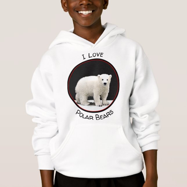 Polar Bear Cub Painting - Original Wildlife Art Hoodie (Front)