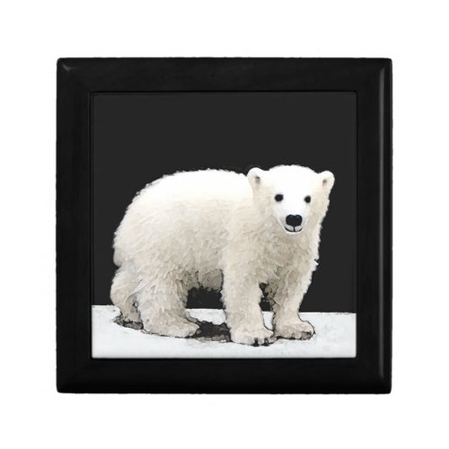 Polar Bear Cub Painting _ Original Wildlife Art Keepsake Box