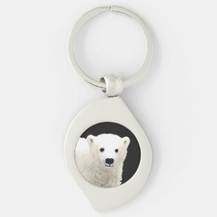Polar Bear Cub Painting - Original Wildlife Art Keychain