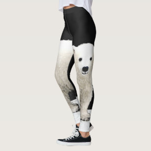 Polar Bear Cub Painting - Original Wildlife Art Leggings