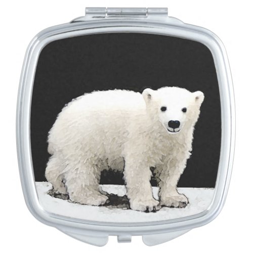 Polar Bear Cub Painting _ Original Wildlife Art Makeup Mirror