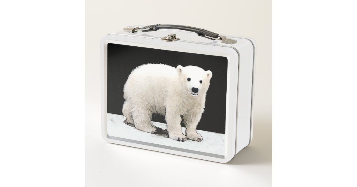 Polar Bear Cub Painting - Original Wildlife Art Metal Lunch Box | Zazzle