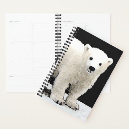 Polar Bear Cub Painting _ Original Wildlife Art Planner