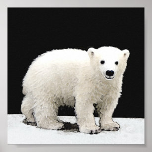 Polar Bear Cub Painting - Original Wildlife Art Poster
