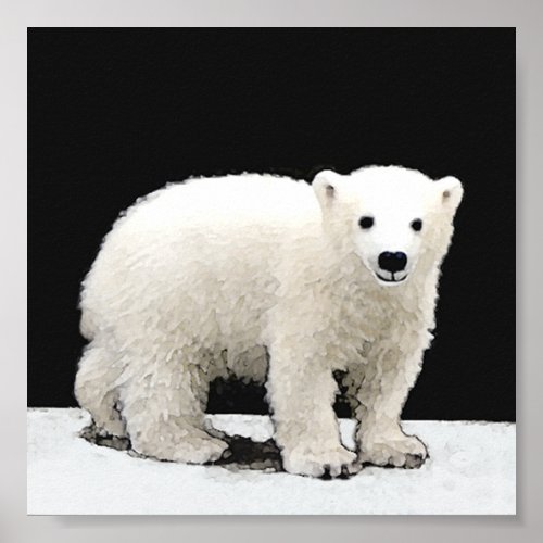 Polar Bear Cub Painting _ Original Wildlife Art Poster