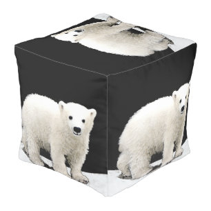 Polar Bear Cub Painting - Original Wildlife Art Pouf