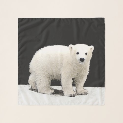 Polar Bear Cub Painting _ Original Wildlife Art Scarf