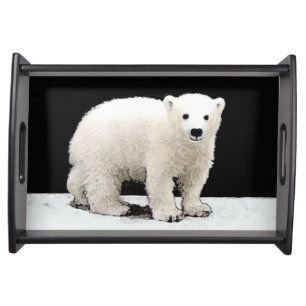 Polar Bear Cub Painting - Original Wildlife Art Serving Tray