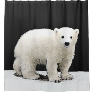 Polar Bear Cub Painting - Original Wildlife Art Shower Curtain