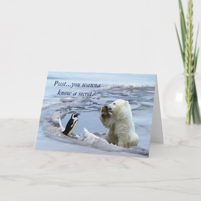Polar Bear Cub & Penguin Best Friends Card (Front)