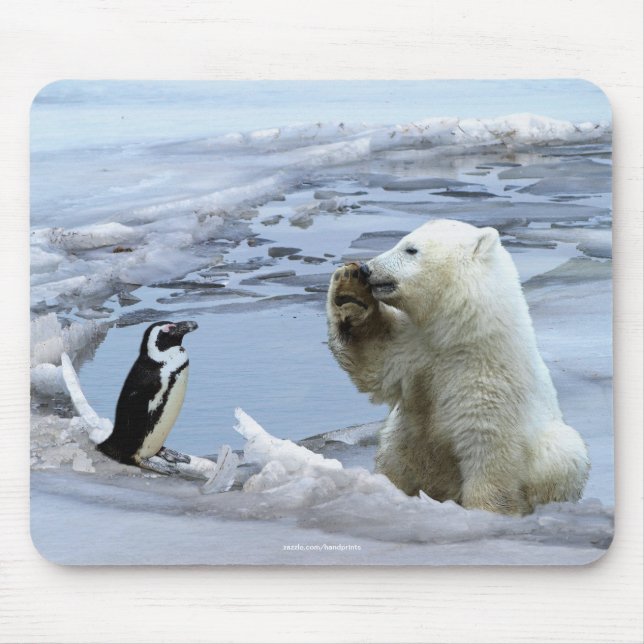 Polar Bear Cub & Penguin Best Friends Mousepad (Front)