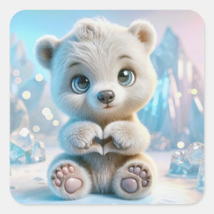Polar Bear Cub  Square Sticker