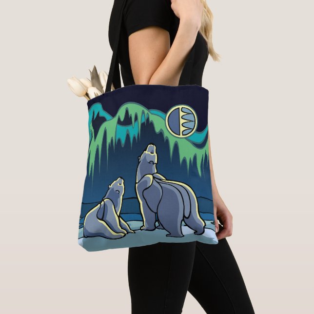 Polar Bear & Cub Tote Tribal Bag Bear Bag (Close Up)